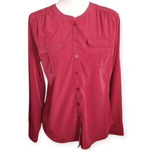 NEW YORK AND COMPANY MAROON BLOUSE SZ.S EUC.